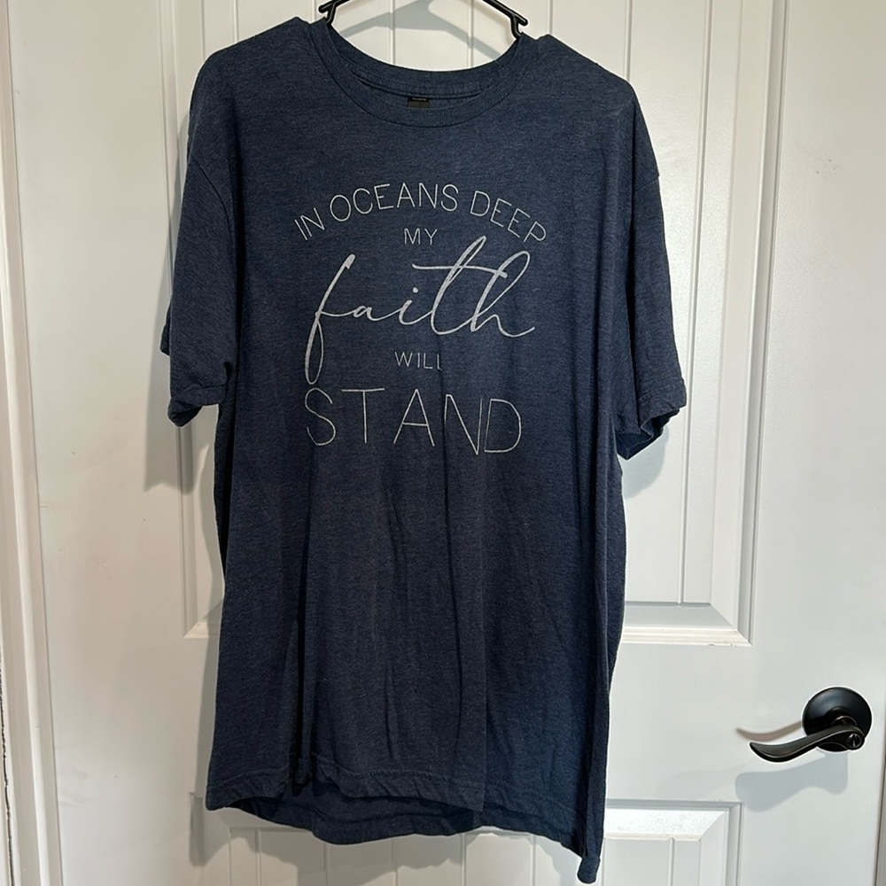 Navy blue and white Christian t shirt